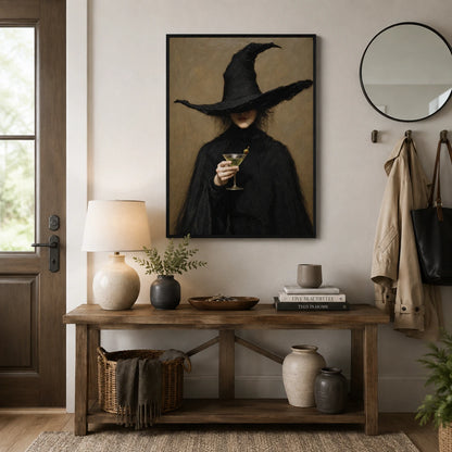 Dark Academia Witch Martini Gothic Canvas Wall Art