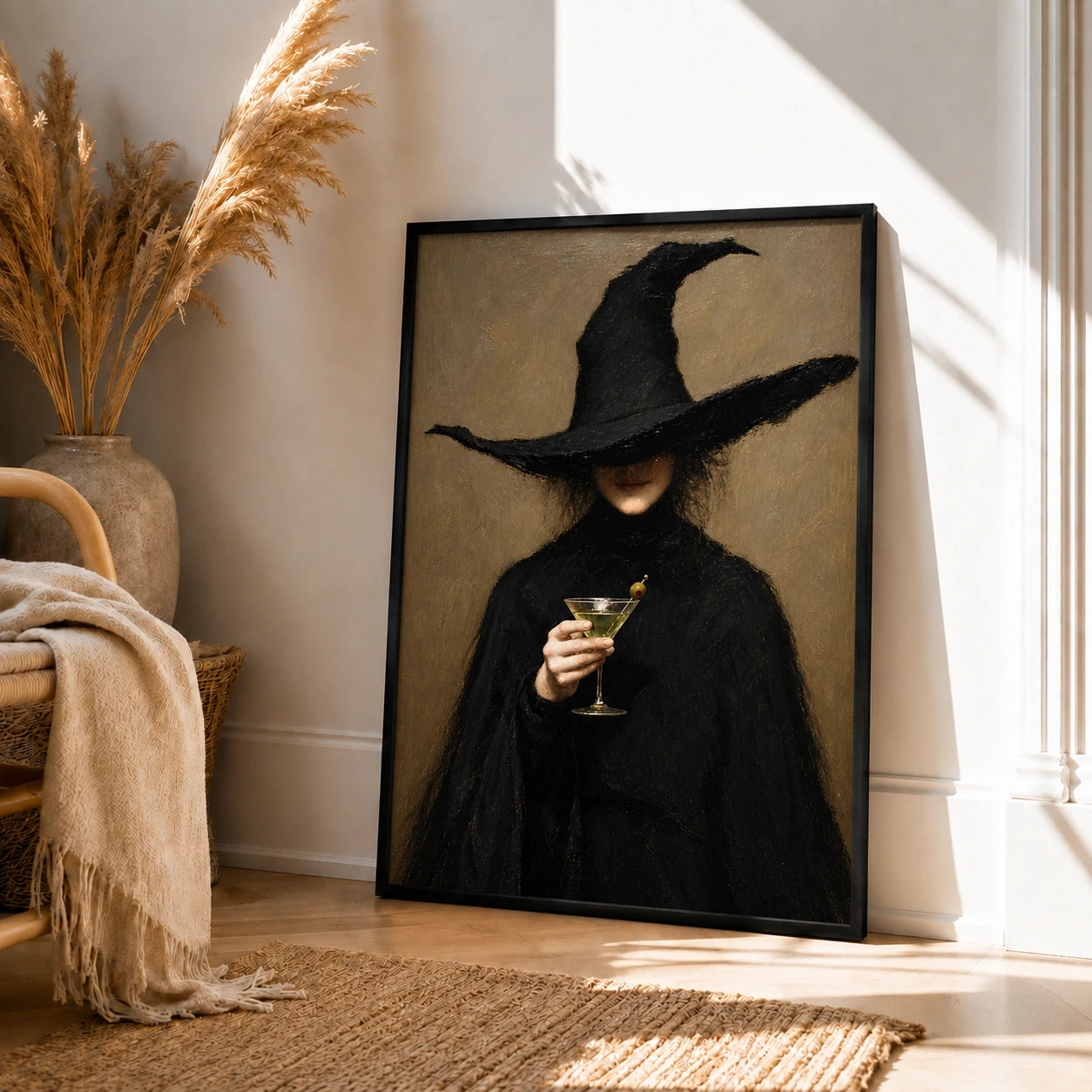 Dark Academia Witch Martini Gothic Canvas Wall Art