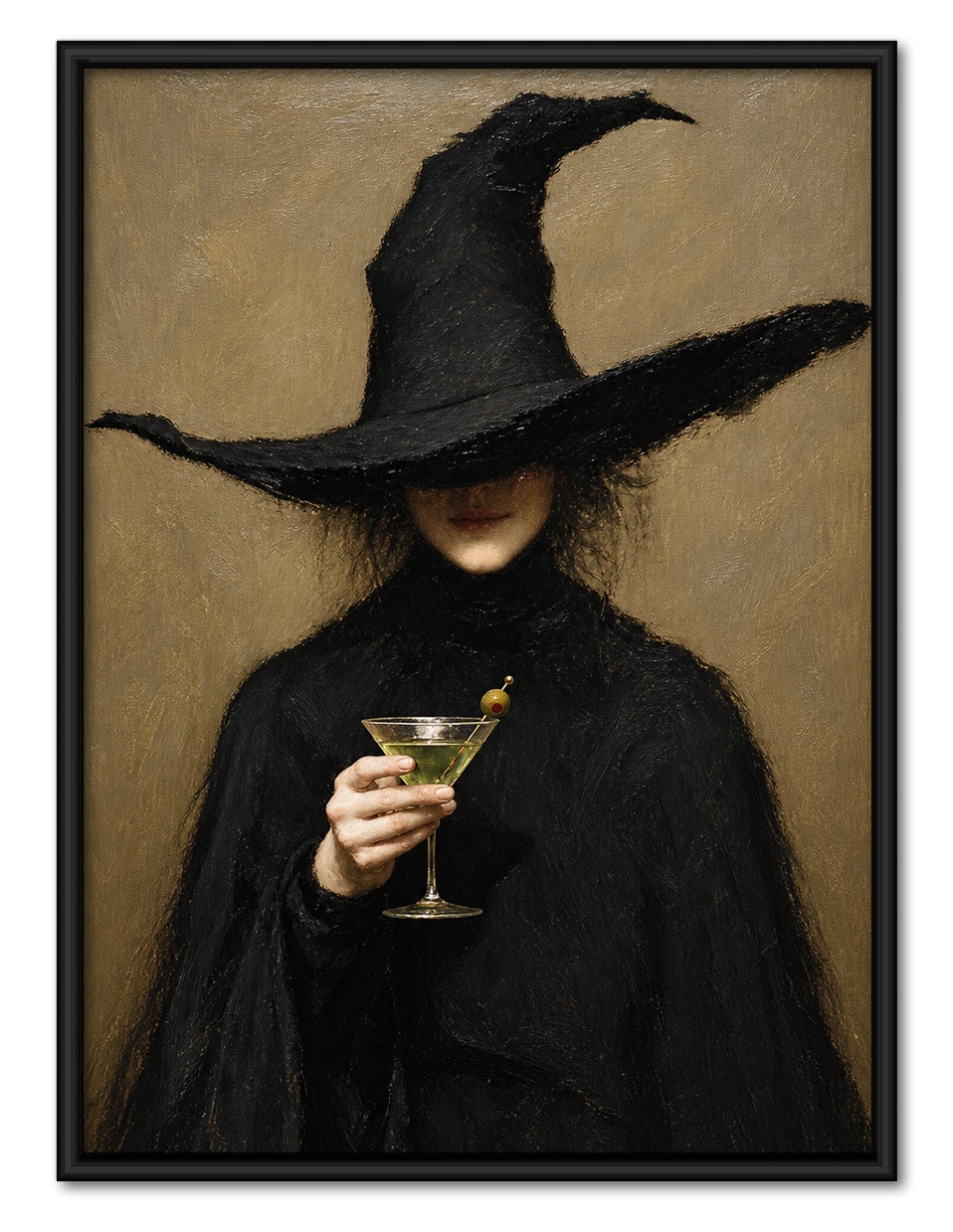 Dark Academia Witch Martini Gothic Canvas Wall Art