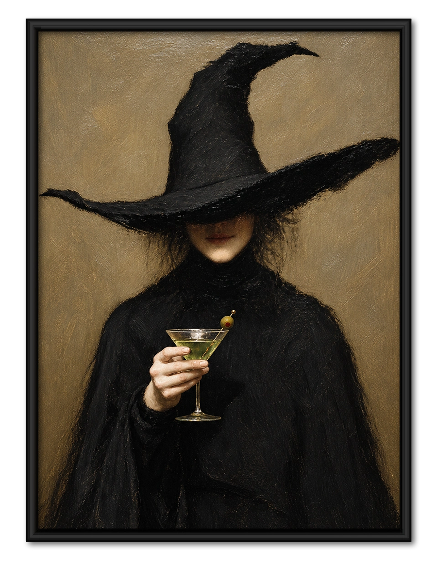 Dark Academia Witch Martini Gothic Canvas Wall Art