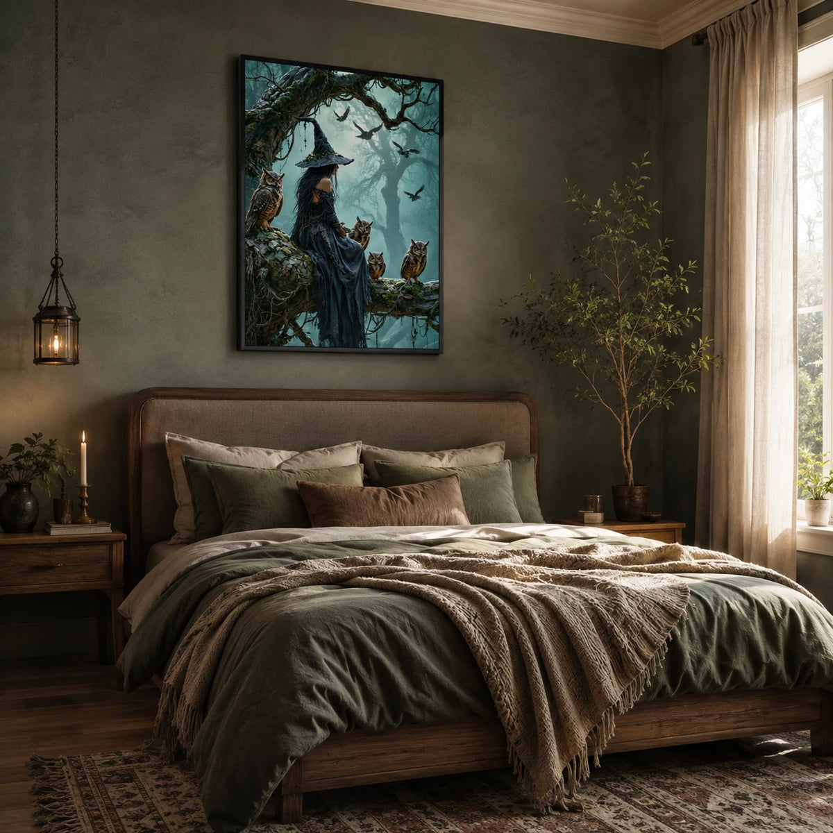 Dark Forest Witch Owl Fantasy Canvas Art