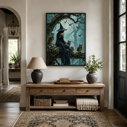 Dark Forest Witch Owl Fantasy Canvas Art