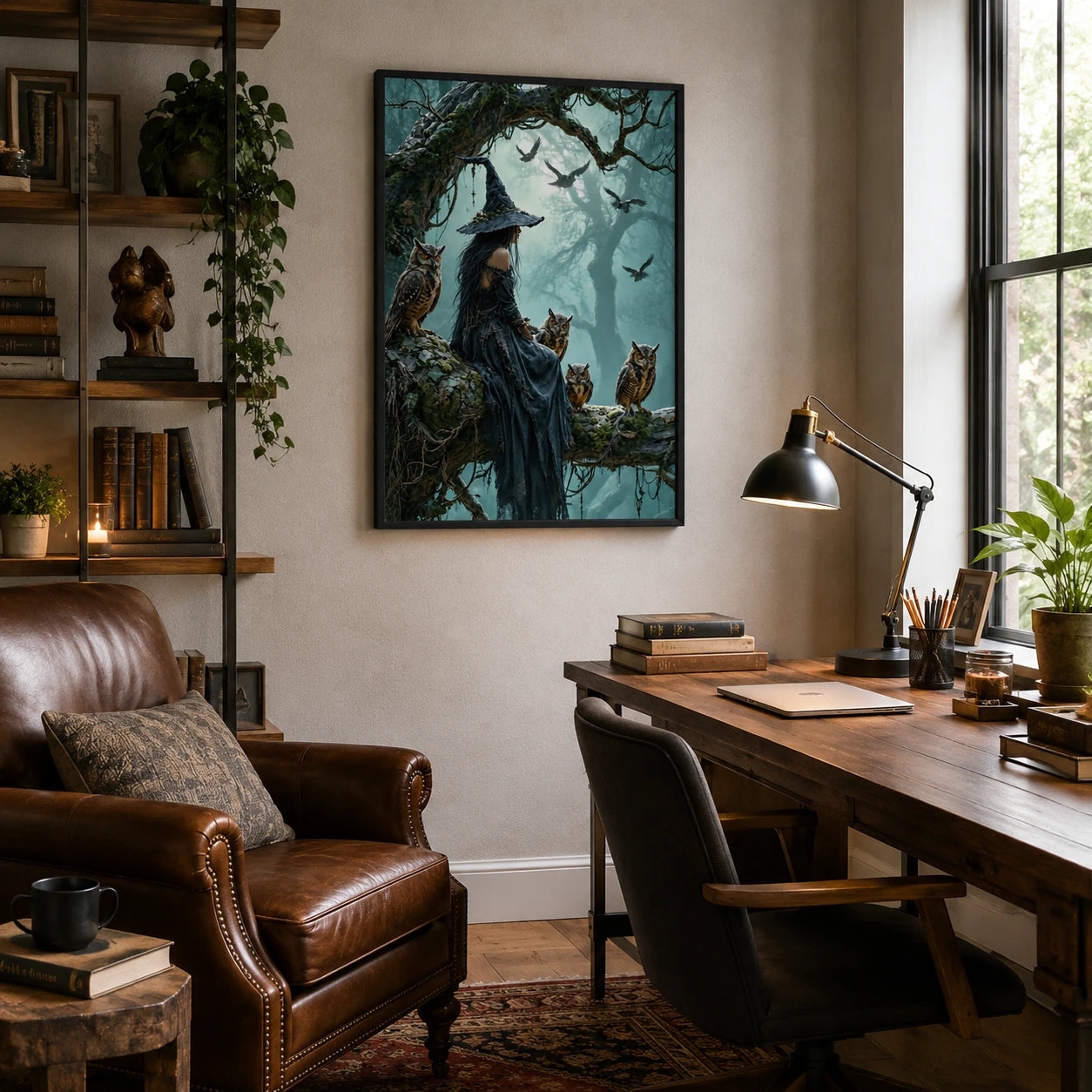 Dark Forest Witch Owl Fantasy Canvas Art