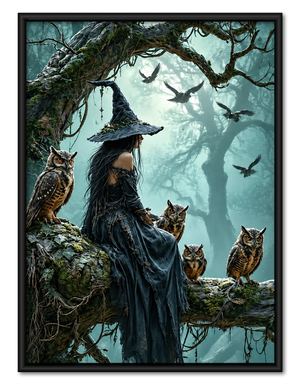 Dark Forest Witch Owl Fantasy Canvas Art