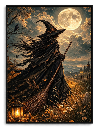 Full Moon Witch Field Gothic Canvas Art