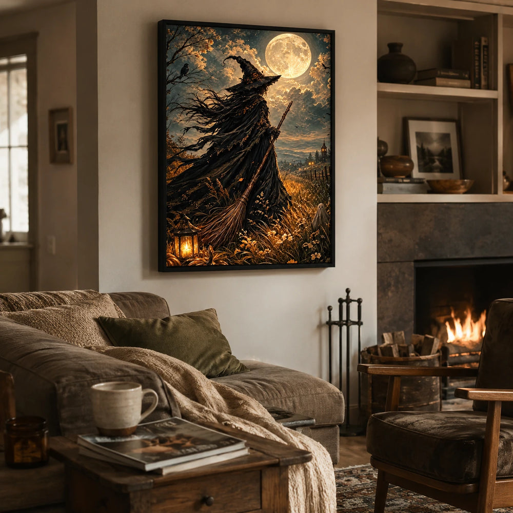 Full Moon Witch Field Gothic Canvas Art