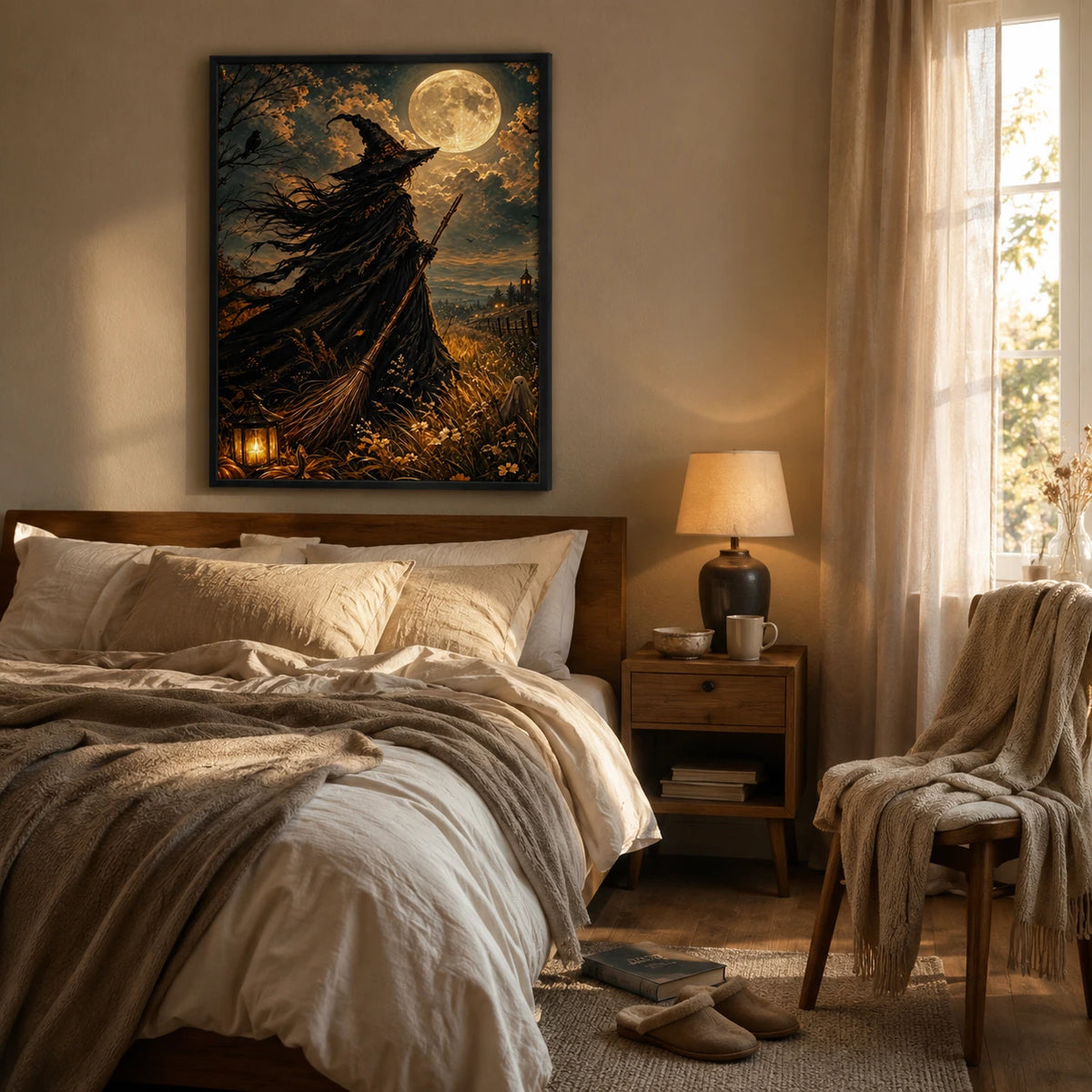 Full Moon Witch Field Gothic Canvas Art