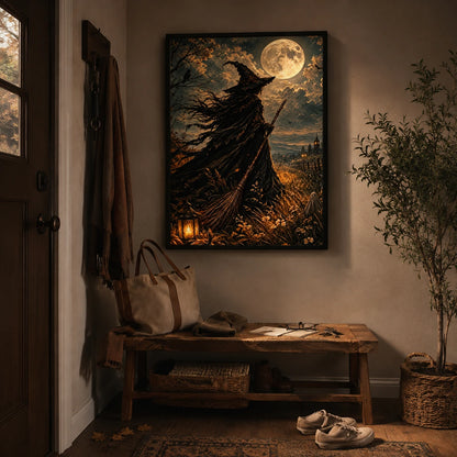Full Moon Witch Field Gothic Canvas Art