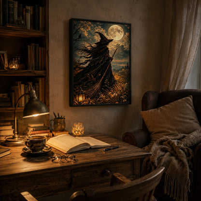 Full Moon Witch Field Gothic Canvas Art