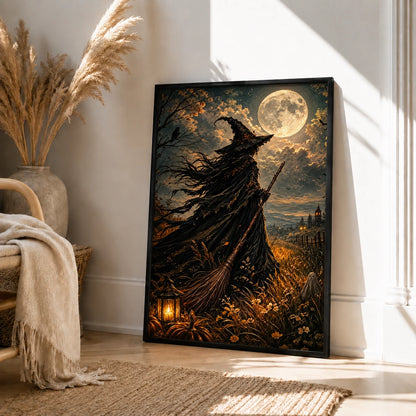Full Moon Witch Field Gothic Canvas Art