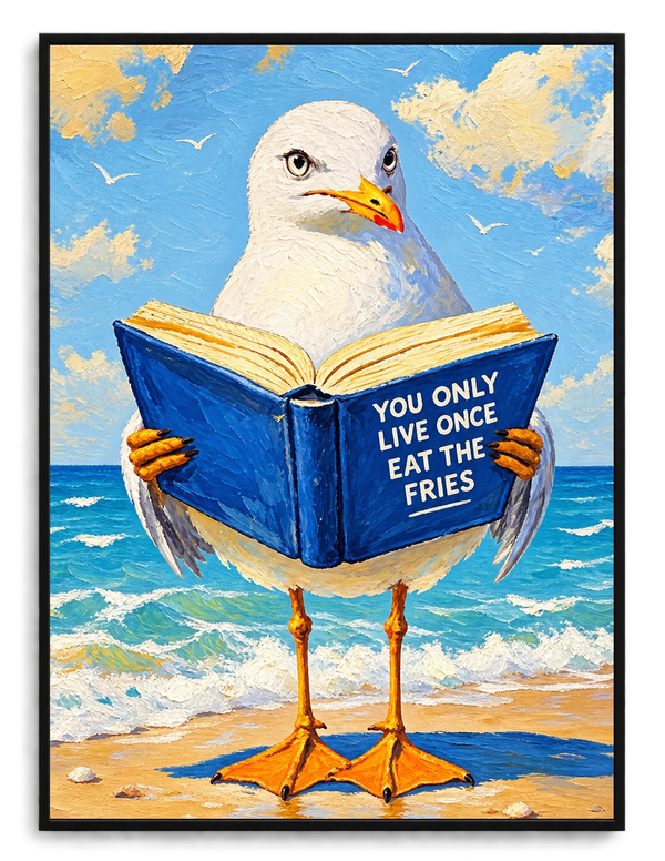Funny Seagull YOLO Quote Canvas Wall Art