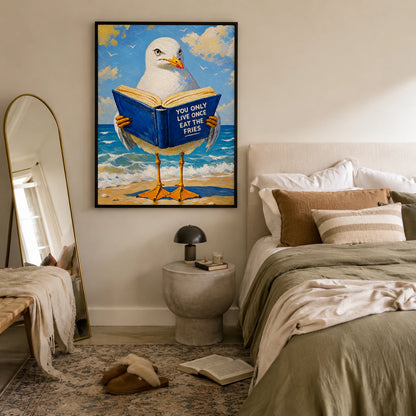 Funny Seagull YOLO Quote Canvas Wall Art