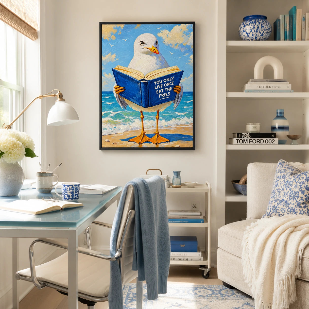 Funny Seagull YOLO Quote Canvas Wall Art