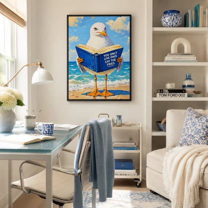 Funny Seagull YOLO Quote Canvas Wall Art