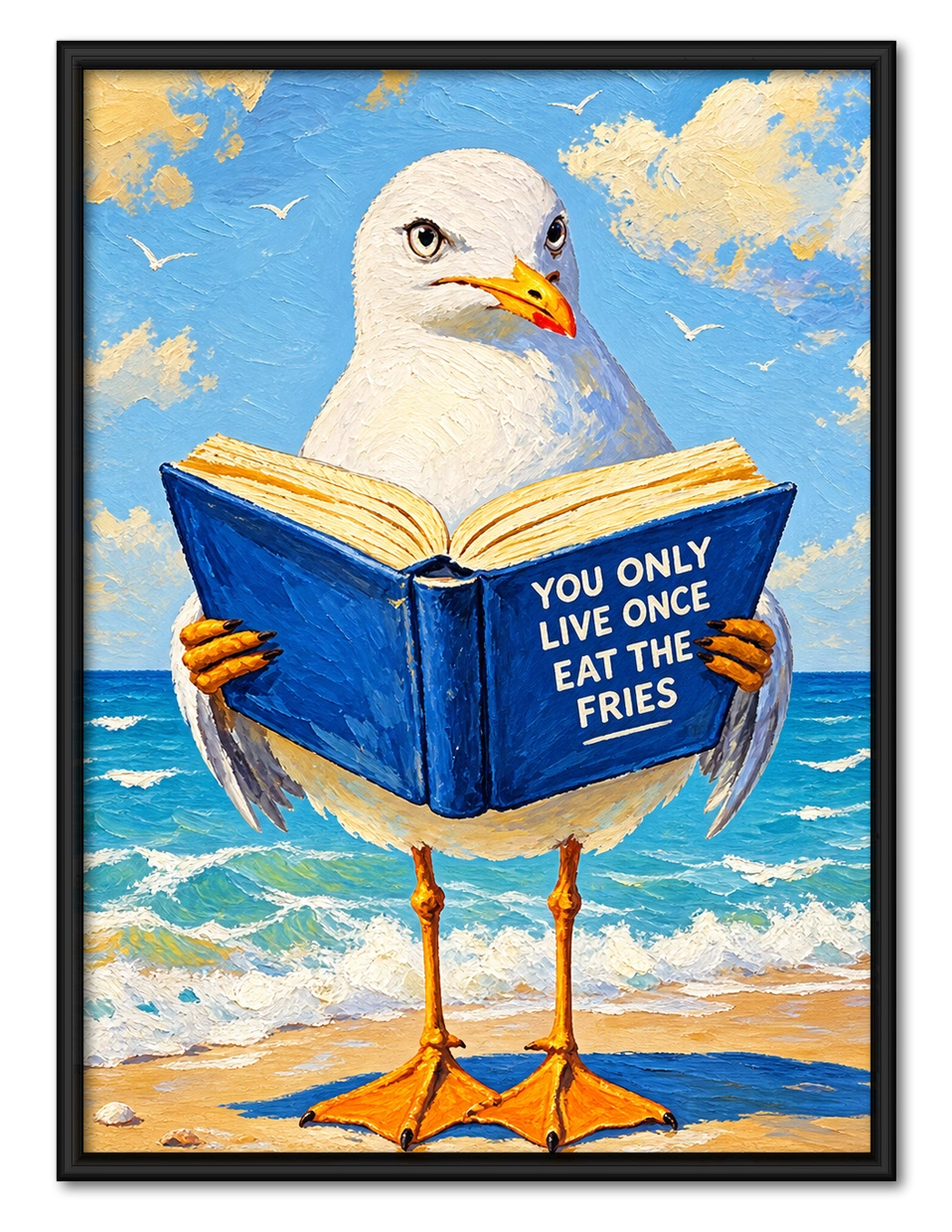 Funny Seagull YOLO Quote Canvas Wall Art