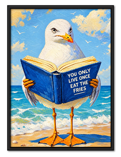 Funny Seagull YOLO Quote Canvas Wall Art
