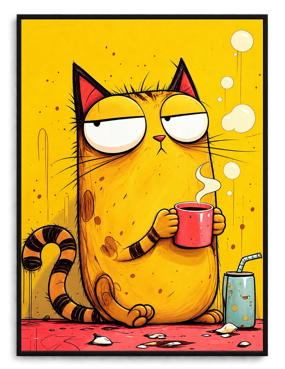 Grumpy Cat Coffee Cup Funny Canvas Wall Art