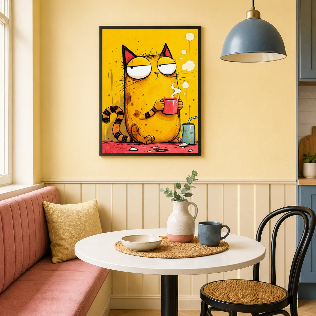 Grumpy Cat Coffee Cup Funny Canvas Wall Art