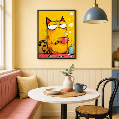 Grumpy Cat Coffee Cup Funny Canvas Wall Art