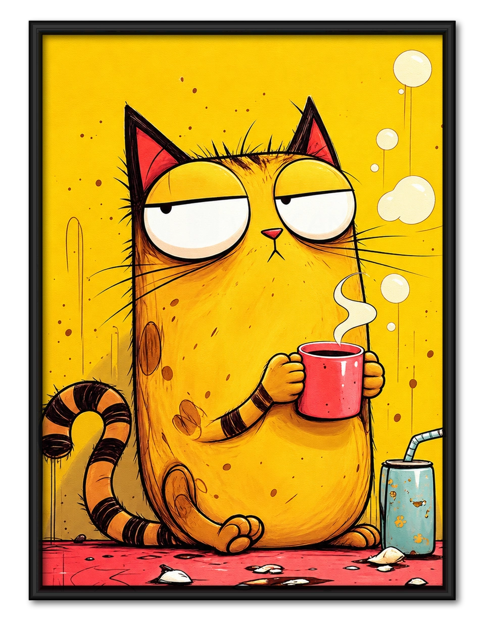 Grumpy Cat Coffee Cup Funny Canvas Wall Art