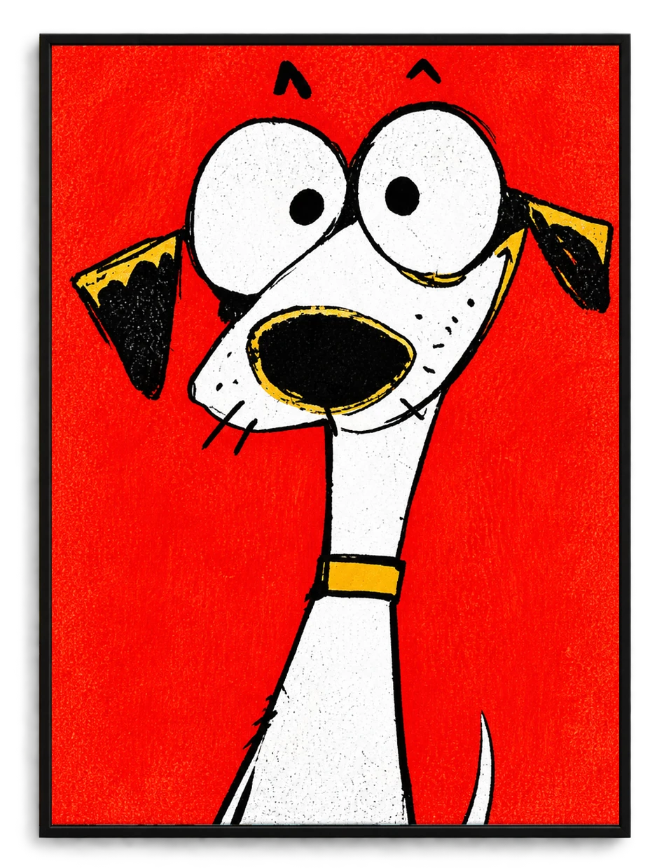 Mini Cartoon Dog in Tiny Gold Frame