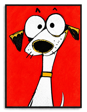Mini Cartoon Dog in Tiny Gold Frame