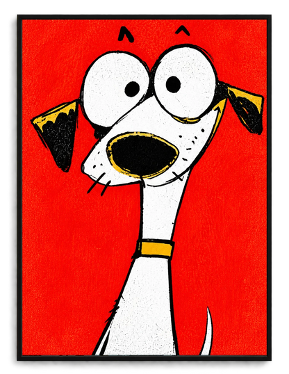 Mini Cartoon Dog in Tiny Gold Frame