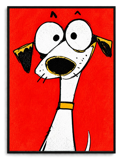 Mini Cartoon Dog in Tiny Gold Frame