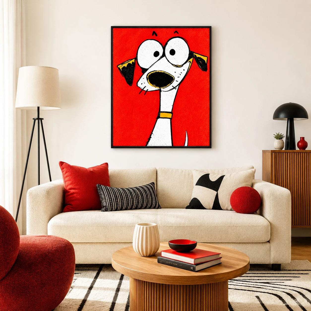 Mini Cartoon Dog in Tiny Gold Frame