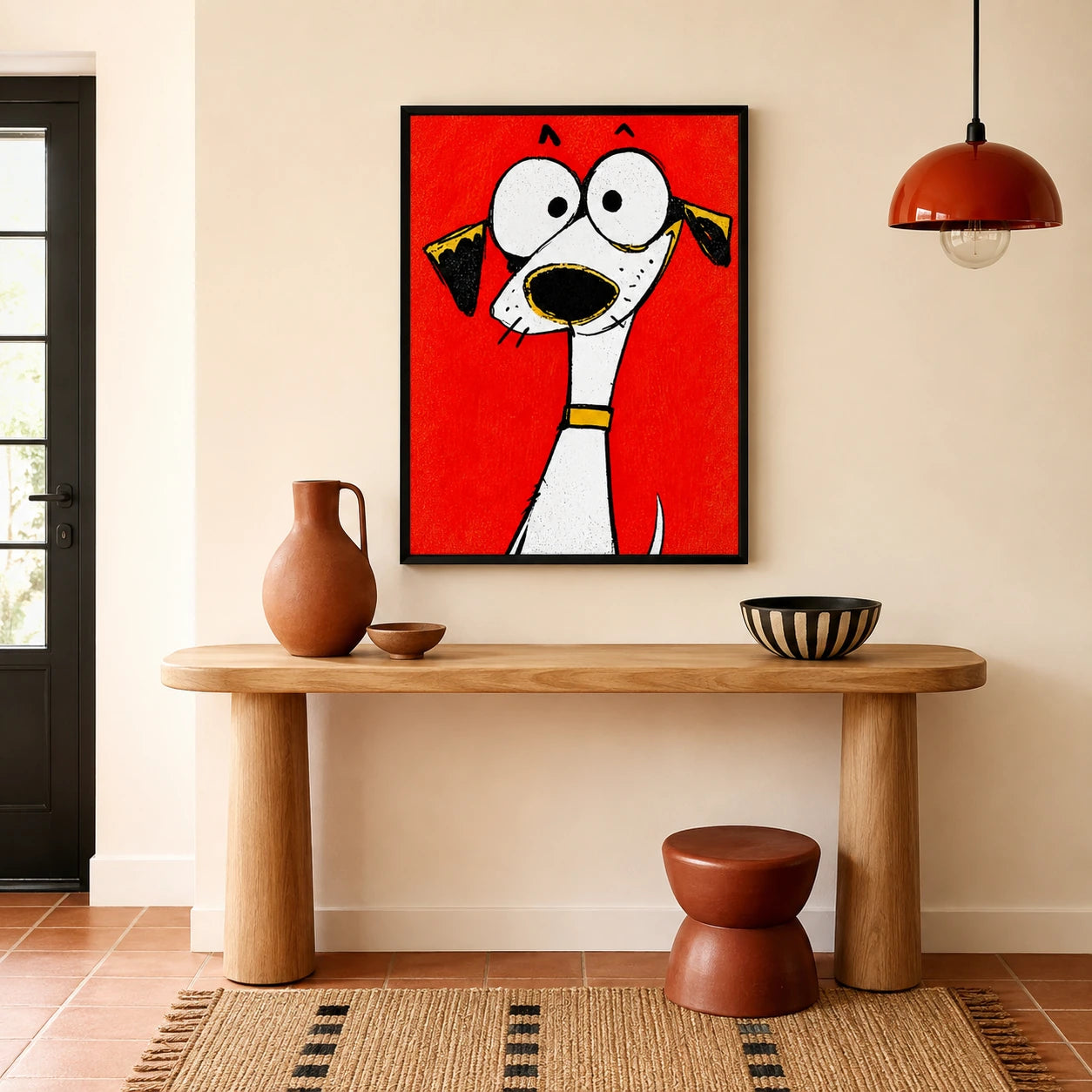 Mini Cartoon Dog in Tiny Gold Frame
