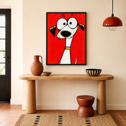 Mini Cartoon Dog in Tiny Gold Frame