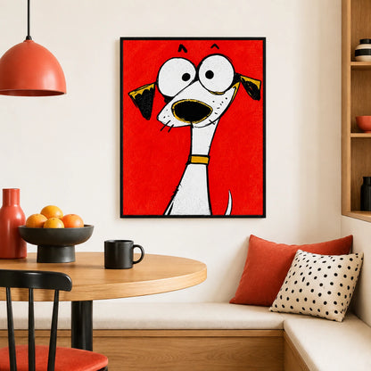 Mini Cartoon Dog in Tiny Gold Frame