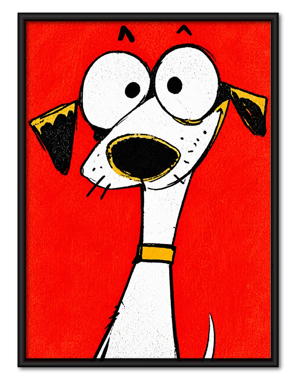 Mini Cartoon Dog in Tiny Gold Frame