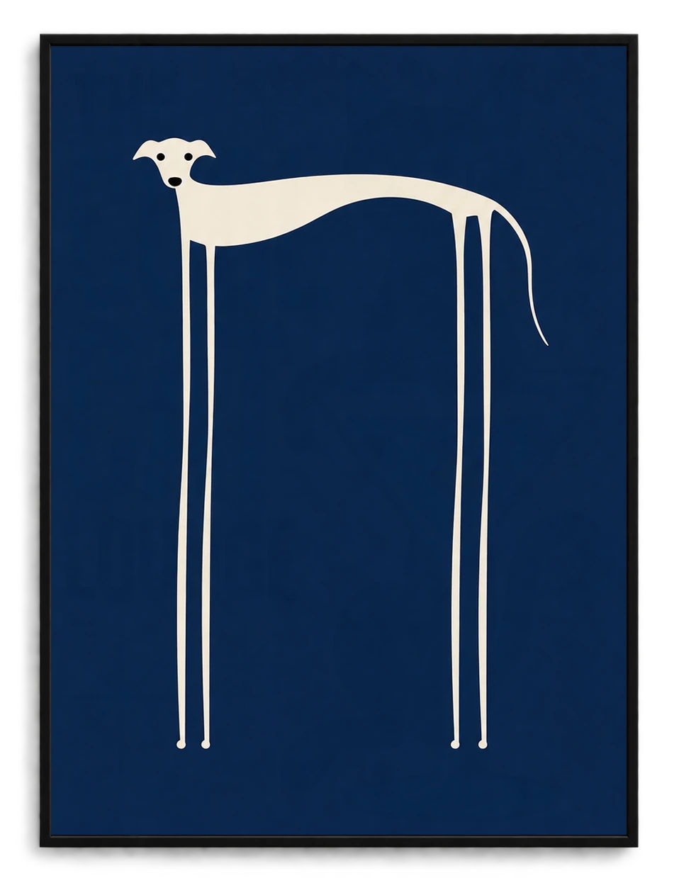 Minimalist Greyhound Navy Blue Framed Canvas Art