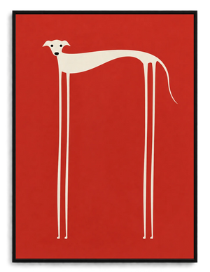 Minimalist Greyhound Red Bold Canvas Wall Art