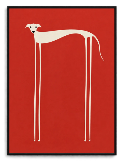 Minimalist Greyhound Red Bold Canvas Wall Art