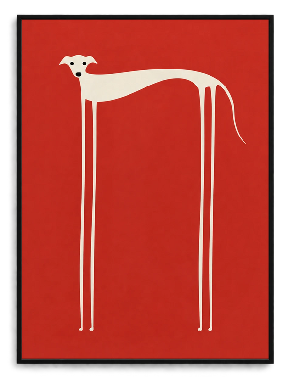 Minimalist Greyhound Red Bold Canvas Wall Art