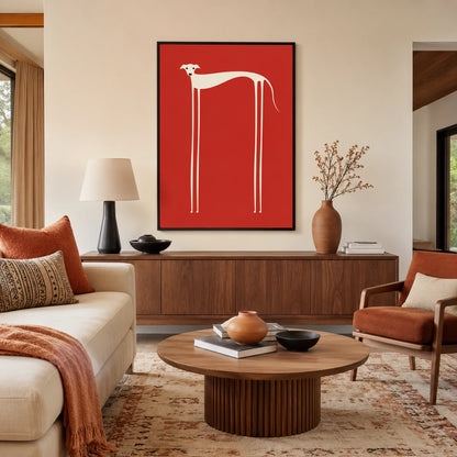 Minimalist Greyhound Red Bold Canvas Wall Art