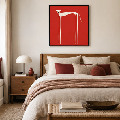 Minimalist Greyhound Red Bold Canvas Wall Art