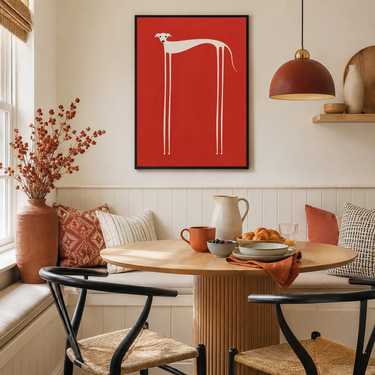 Minimalist Greyhound Red Bold Canvas Wall Art