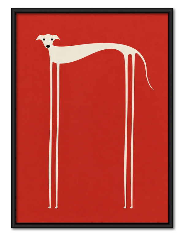 Minimalist Greyhound Red Bold Canvas Wall Art