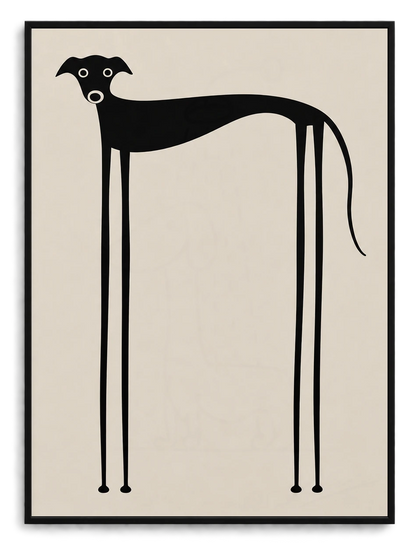 Minimalist Greyhound Silhouette Canvas Wall Art