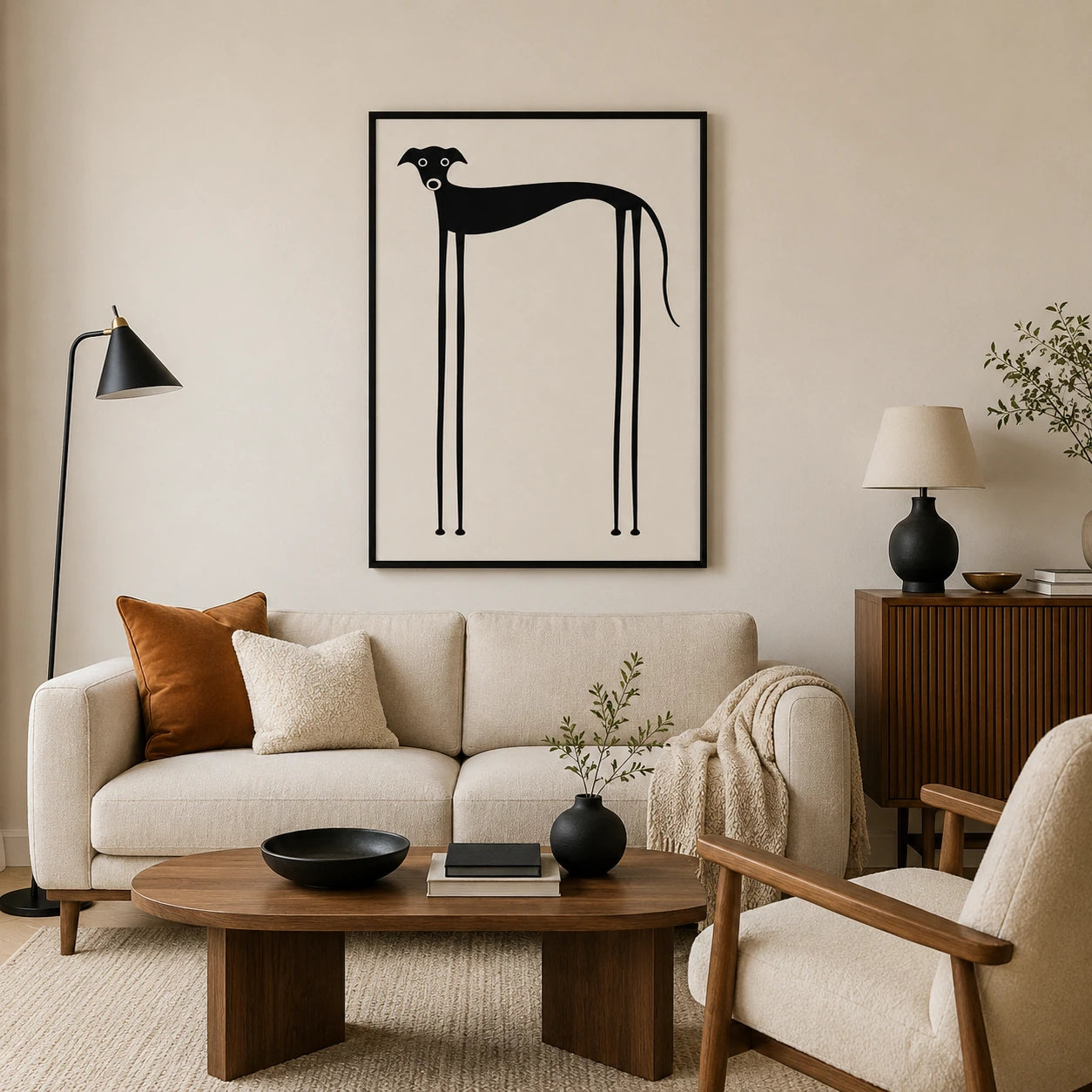 Minimalist Greyhound Silhouette Canvas Wall Art