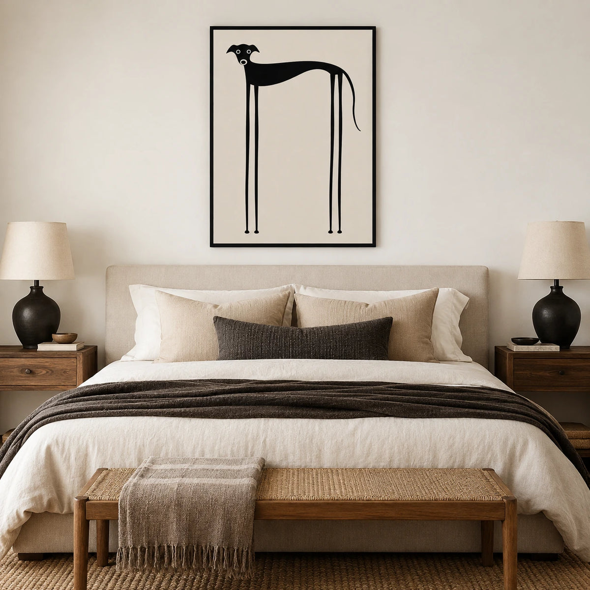 Minimalist Greyhound Silhouette Canvas Wall Art