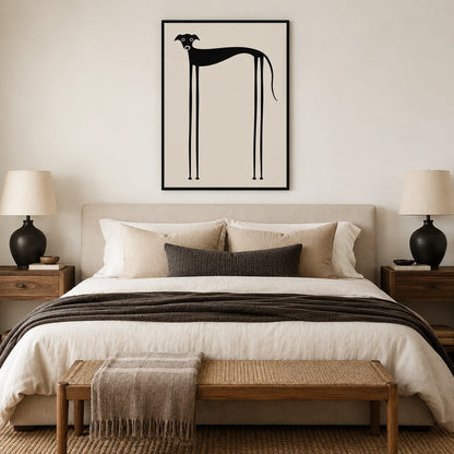 Minimalist Greyhound Silhouette Canvas Wall Art
