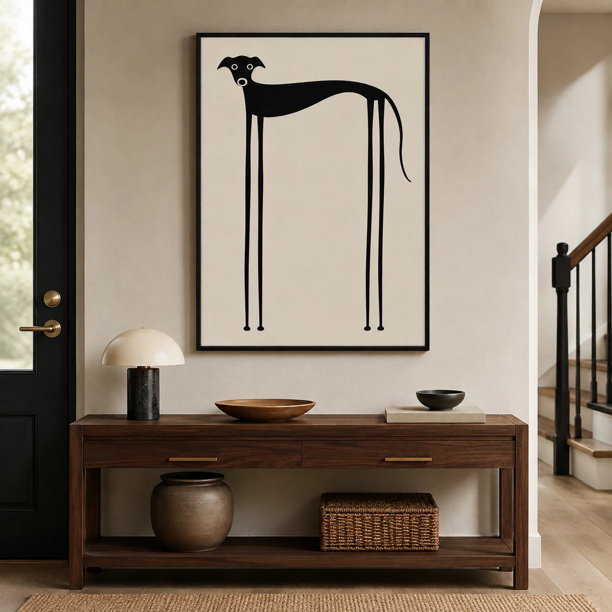 Minimalist Greyhound Silhouette Canvas Wall Art