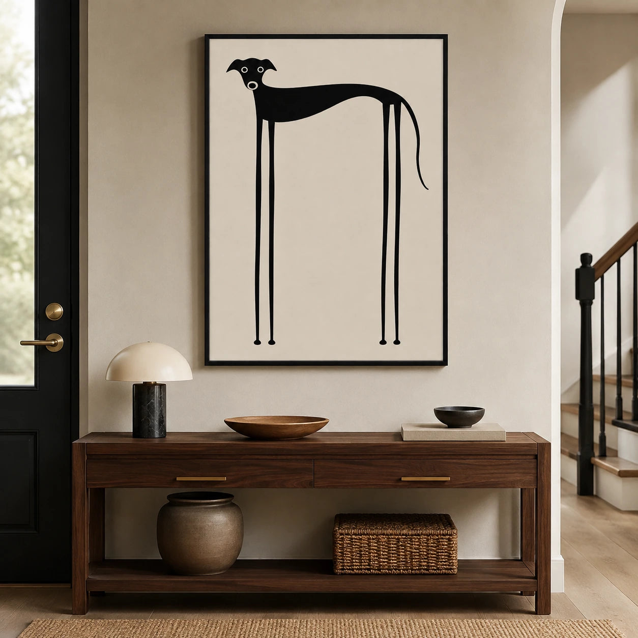Minimalist Greyhound Silhouette Canvas Wall Art
