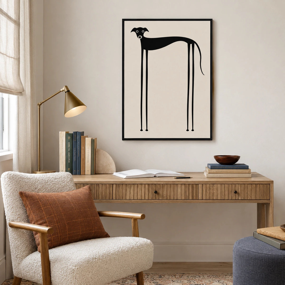 Minimalist Greyhound Silhouette Canvas Wall Art