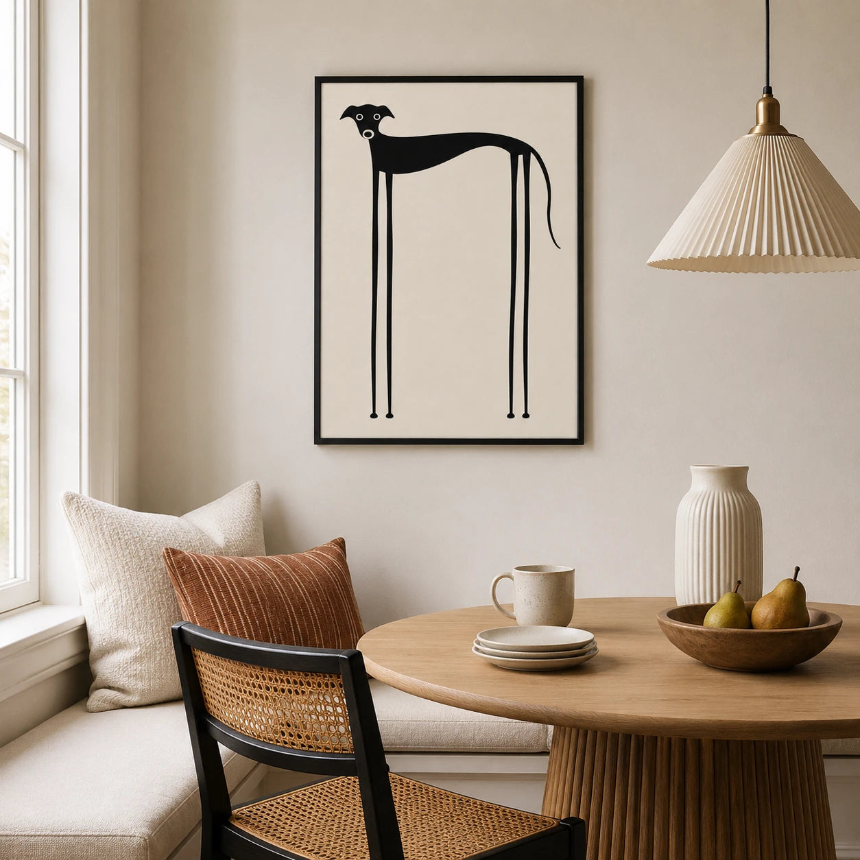 Minimalist Greyhound Silhouette Canvas Wall Art