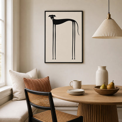 Minimalist Greyhound Silhouette Canvas Wall Art